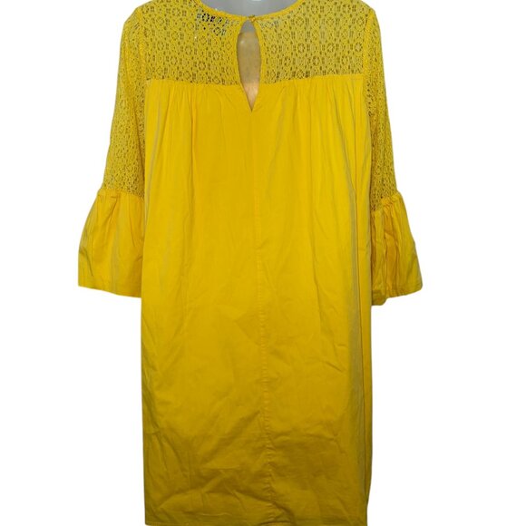 Draper James x ELOQUII Lace Yoke Bell Sleeve Shift Dress Yellow Size 18 - Picture 4 of 6